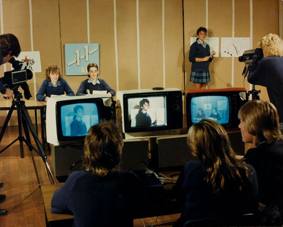 Students in TV Studio, 1980s Photographer unknown. Reproduced with the permission of the Keeper of Public Records, Public Record Office Victoria, Australia, VPRS 14562 P2 Unit 13